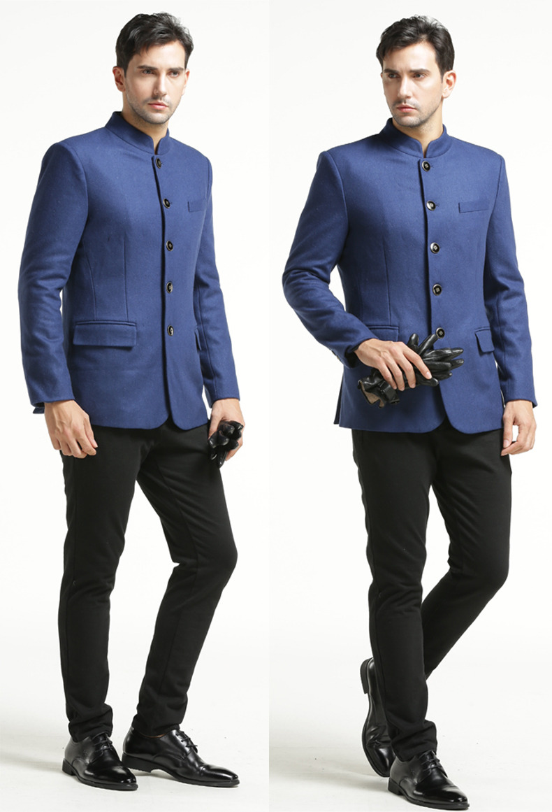 Attractive Stand-up Collar Zhongshan Jacket - Light Blue - Chinese ...