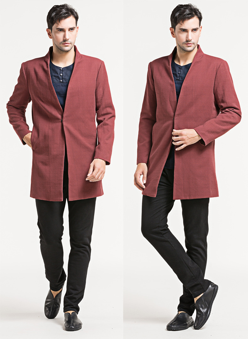 Impressive Stand-up Collar Open Neck Jacket - Red - Chinese Jackets ...