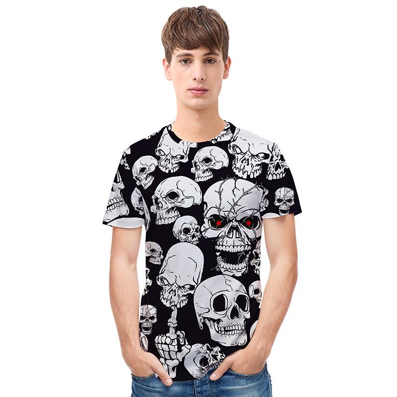 Mutiple Skulls Print T-Shirt - T-Shirts - All Over Print Apparel