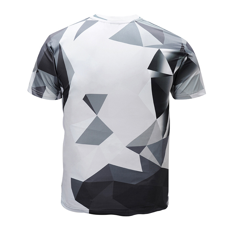 Grayscale Shapes Print T-Shirt - T-Shirts - All Over Print Apparel