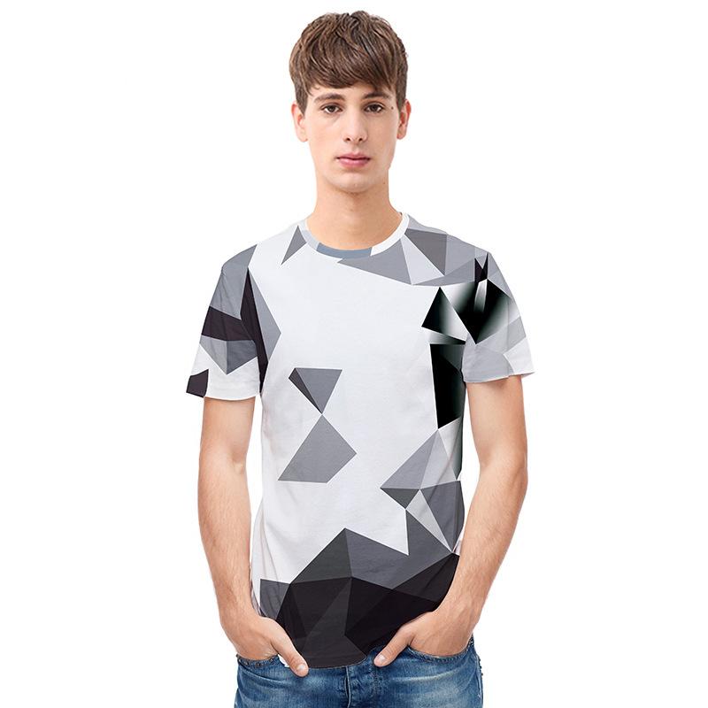 Grayscale Shapes Print T-Shirt - T-Shirts - All Over Print Apparel