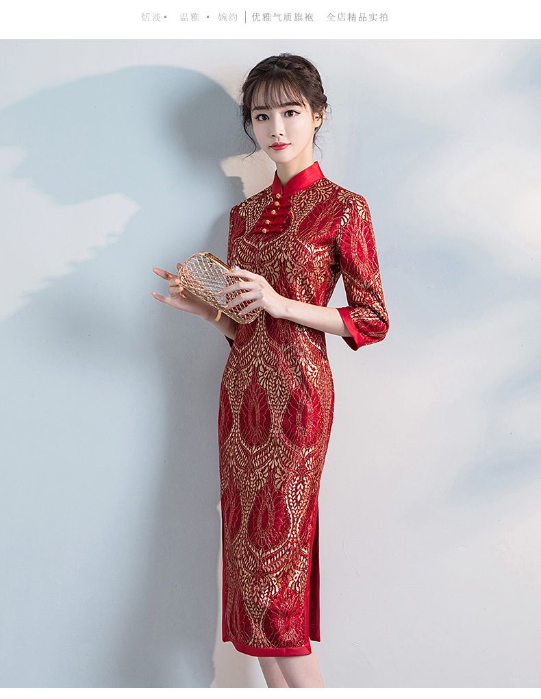 Appealing Lace Cheongsam Qipao Chinese Dress - Red - Qipao Cheongsam ...