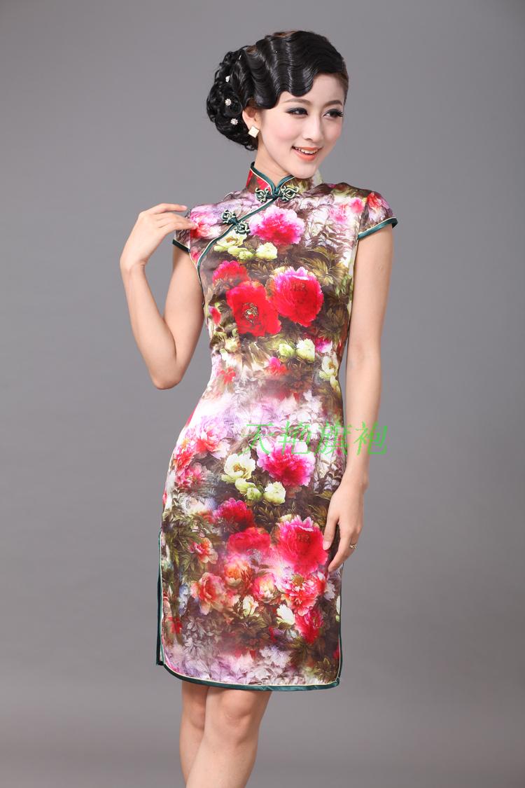 Magnificent Peony Flowers Silk Cheongsam - Qipao Cheongsam & Dresses ...