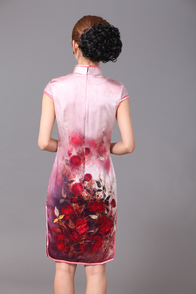Brilliant Red Peony Flowers Silk Cheongsam - Qipao Cheongsam & Dresses ...