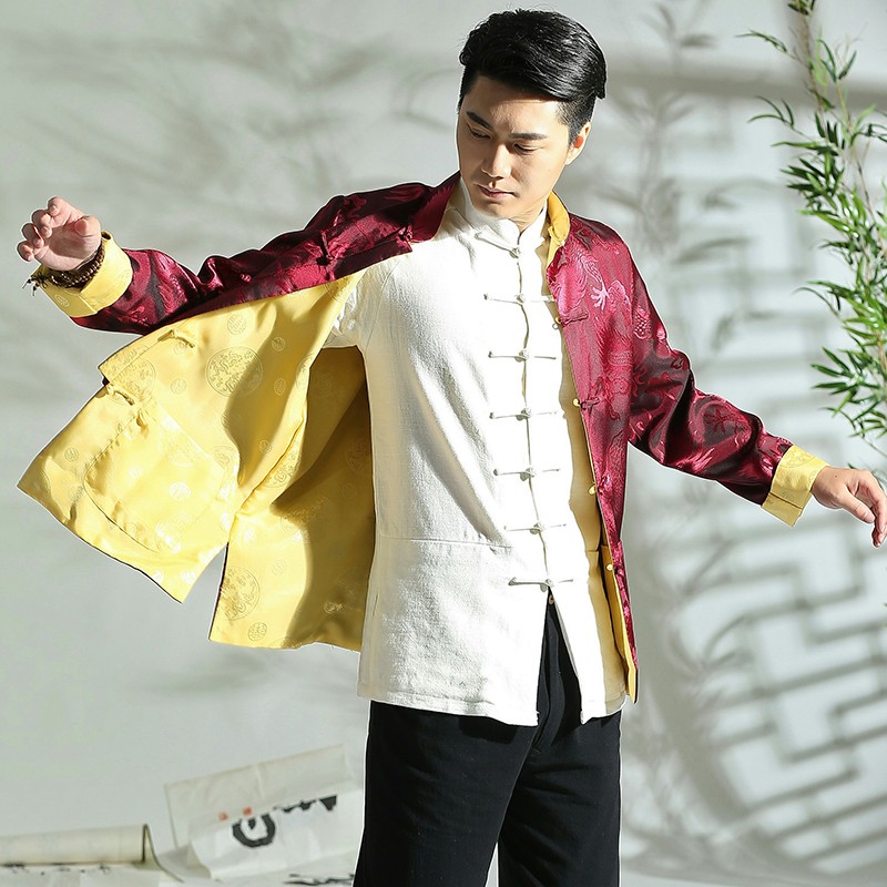 Double Side Wearable Chinese Tang Jacket - Claret - Chinese Jackets ...