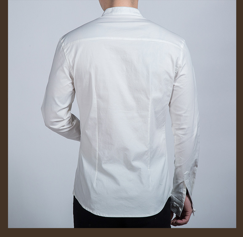 Fantastic Frog Button Stand-up Collar Shirt - White - Chinese Shirts ...