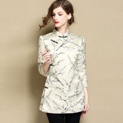 Attractive Jacquard Qipao Cheongsam Jacket - Beige