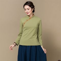 Sweet Classic Qipao Cheongsam Chinese Shirt - Green