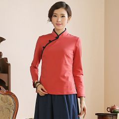 Sweet Classic Qipao Cheongsam Chinese Shirt - Red