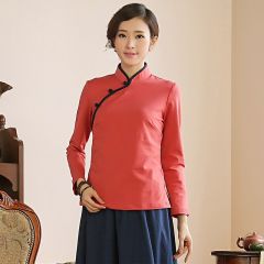 Sweet Classic Qipao Cheongsam Chinese Shirt - Red