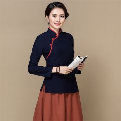 Sweet Classic Qipao Cheongsam Chinese Shirt - Blue
