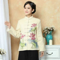 Attractive Frog Button Chinese Tang Jacket - Lotus