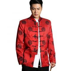 Nice Red Jacquard Frog Button Chinese Tang Jacket
