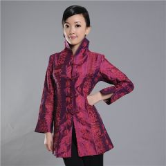 Mandarin Style Elegant Purple Long Jacket