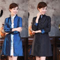 Engaging Double Side Wearable Black Tang Jacket - Blue