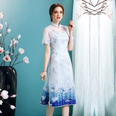 Pleasant Embroidery Silk Qipao Cheongsam Dress