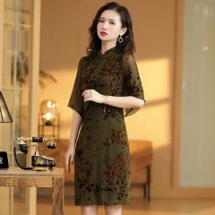 Pretty Chinese Dress Qipao Cheongsam Lace - Green