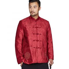 Attractive Frog Button Chinese Tang Jacket - Claret