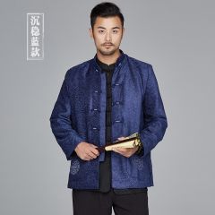 Attractive Frog Button Chinese Tang Jacket - Navy