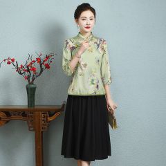 Oriental Chinese Shirt Blouse Costume -W536VTJ7N-2