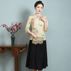 Oriental Chinese Shirt Blouse Costume -W536VTJ7N-5