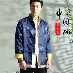 Double Side Wearable Chinese Tang Jacket - Navy
