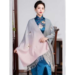 Lovely Butterflies Embroidery Long Wool Wrap