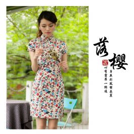 Modern Classic Short Flax Cheongsam - Luo Ying