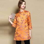 Attractive Jacquard Qipao Cheongsam Jacket - Orange