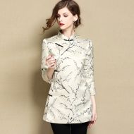 Attractive Jacquard Qipao Cheongsam Jacket - Beige