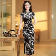 Nice Lace Hem Velvet Chinese Dress Qipao Cheongsam