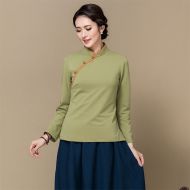 Sweet Classic Qipao Cheongsam Chinese Shirt - Green