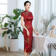 Pretty Silk Chinese Dress Qipao Cheongsam - Short Sleeve