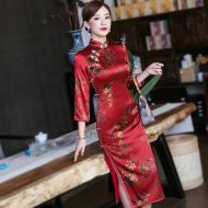 Pretty Silk Chinese Dress Qipao Cheongsam - 3/4 Sleeve