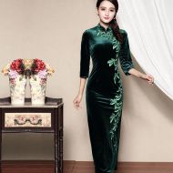 Magnificent Embroidery Dress Qipao Cheongsam - Green