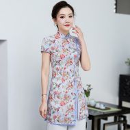 Lovely Asymmetrical Hem Qipao Cheongsam Chinese Shirt