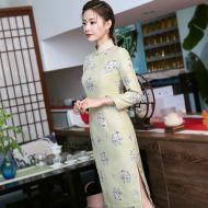 Nice Jacquard 3/4 Sleeve Qipao Cheongsam Chinese Dress