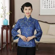 Adorable Lace Mandarin Collar Chinese Jacket - Blue