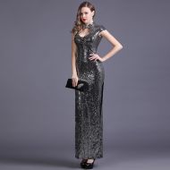 Sexy Modern Beaded Long Qipao Cheongsam Dress