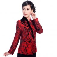 Gorgeous Mandarin Style Open Neck Jacket - Red