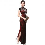 Gorgeous Modern Lace Long Cheongsam Dress - Red