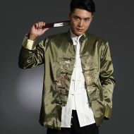 Nice Sole Dragon Embroidery Kung Fu Jacket - Green