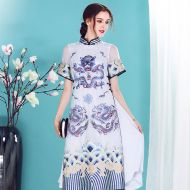 Spectacular Embroidery Silk Qipao Cheongsam Dress