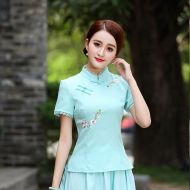 Oriental Chinese Shirt Blouse Costume -H84Y9HV5O-3