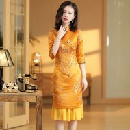 Wonderful Jacquard Chinese Dress Qipao Cheongsam - Yellow