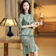 Wonderful Jacquard Chinese Dress Qipao Cheongsam - Blue