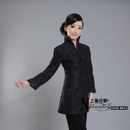 Mandarin Style Elegant Black Long Jacket