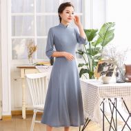 Lovely Modern A-line Dress Qipao Cheongsam - Blue