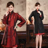 Engaging Double Side Wearable Black Tang Jacket - Claret