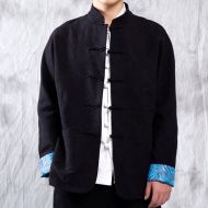 Impressive Cotton Blend Frog Button Jacket - Black